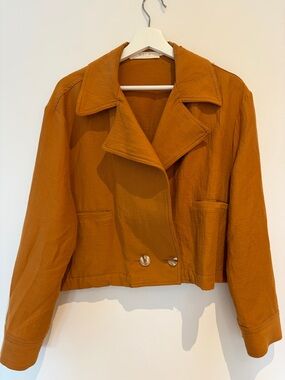 Astr Cropped Rust Button-Front Moto Jacket